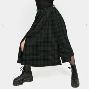 Disturbia Nightingale Buckled Check Midi Skirt